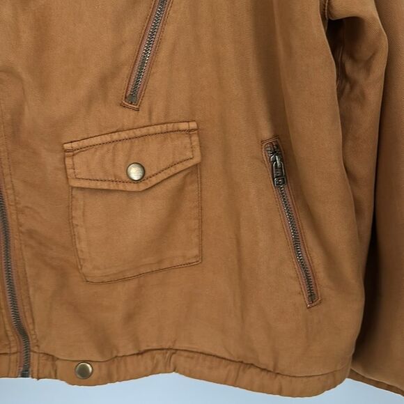 Urban Outfitters Men’s Brown Oversized Quilted Tencel Moto Jacket Size M - Picture 5 of 13